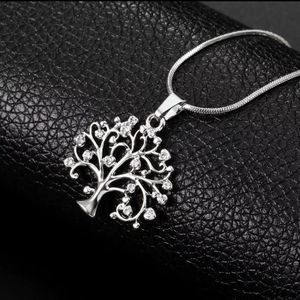 Silver titanium and simulated diamond tree of life boho necklace new